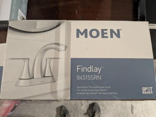 MOEN FINDLAY 4" CENTERSET 2-HANDLE BATHROOM FAUCET, SPOT RESIST BRUSHED NICKEL (84515SRN) - NEW, STRAPPED (1 OF 3)