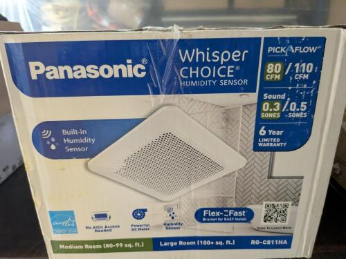 PANASONIC WHISPERCHOICE AUTO 80/110 CFM BATH EXHAUST FAN W/ HUMIDITY SENSOR (RG-C811HA)