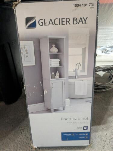 GLACIER BAY SHAKER STYLE 16" W LINEN CABINET, DOVE GRAY (5348GYHD) - NEW IN BOX