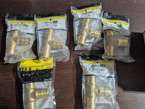 (6) APOLLO 1" PEX-A EXPANSION BRASS TEES (EPXT11) - NEW IN BAGS