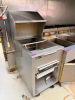 BKI COMMERCIAL BREADING STATION WITH STAINLESS STEEL CONSTRUCTION, RECESSED BREADING PAN AREA, INTEGRATED HAND SIFTER, REMOVABLE COLLECTION PAN, UPPER SPLASH/BACK PANEL, LOWER STORAGE AREA, AND CASTERS. - 2