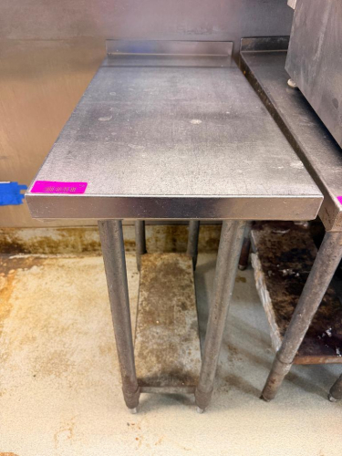 16" X 30" STAINLESS TABLE W/ 1" BACK SPLASH.