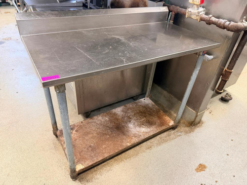 48" X 24" ALL STAINLESS TABLE W/ BACK SPLASH.