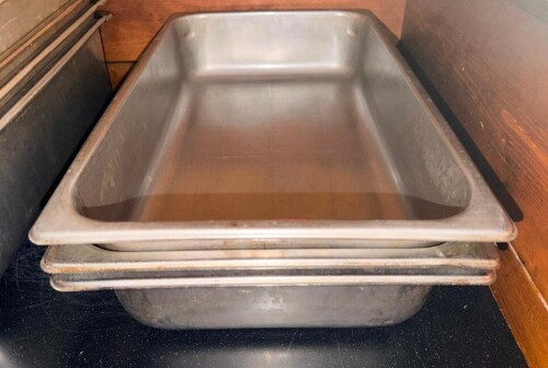 (3) FULL SIZE STAINLESS INSERTS.