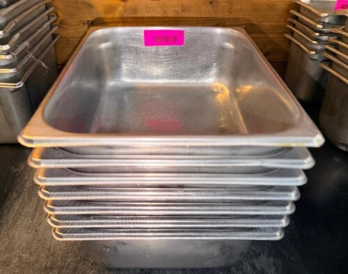 (6) HALF SIZE STAINLESS INSERTS.