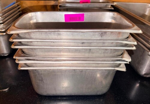 (6) 1/3 SIZE STAINLESS INSERTS