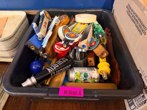 (1) BUS TUB OF ASSORTED TAP HANDLES