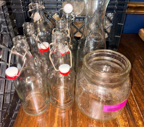 (6) GLASS TABLE TOP WATER CARAFES