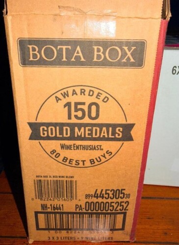 (1) BOX OF BOT BOXED WINE. (3) SMALLER PACKS INSIDE BOX.