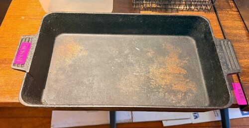 FULL SIZE CAST IRON DISH.
