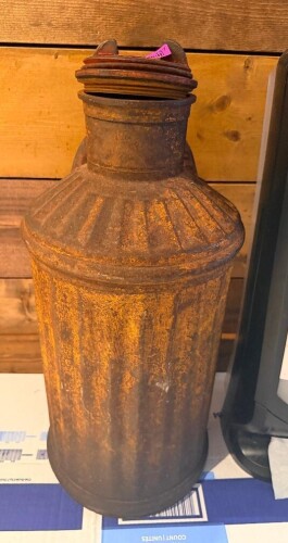 ANTIQUE METAL MILK CONTAINER.