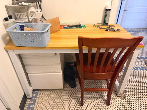 48" HARDWOOD TOP TABLE / WORK STATION.