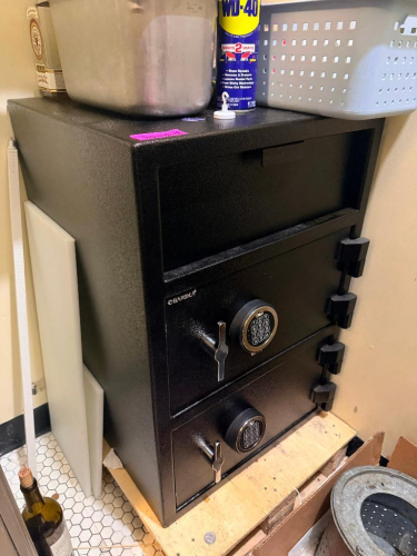 20" X 20" TWO COMPARTMENT DROP SAFE.