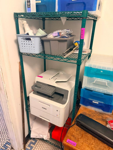 24" X 12" FOUR TIER GREEN COATED WIRE SHELF.