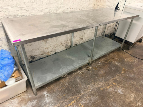 8' X 30" STAINLESS TABLE W/ UNDER SHELF.