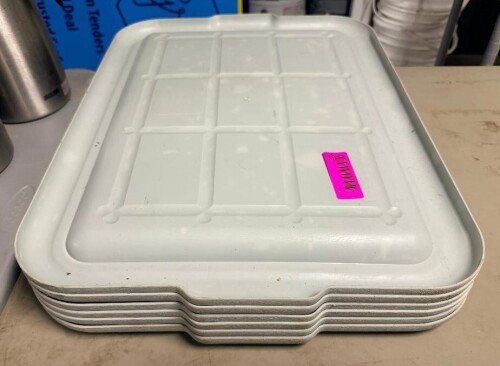 (6) PLASTIC BUS TUB LIDS.