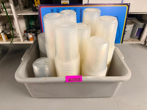 BUS TUB AND CONTENTS - PLASTIC CONTAINERS