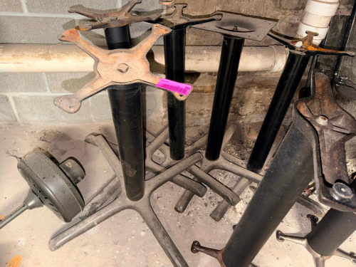 (4) 4-WAY METAL TABLE BASES.