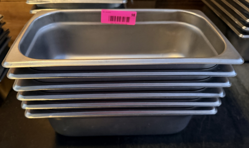 (6) 1/3 SIZE STAINLESS INSERTS