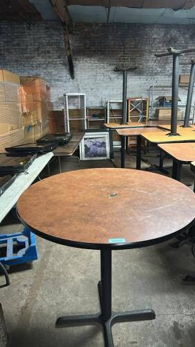 (1) ROUND WOOD-TOP DINING TABLE