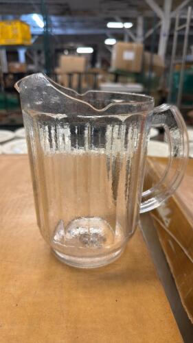 (9) CLEAR PLASTIC BEVERAGE PITCHERS