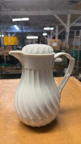 (8) WHITE BEVERAGE PITCHERS