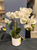 (1) ARTIFICIAL WHITE ORCHID PLANT IN DECORATIVE POT