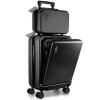 (1) NEW BLACK TRAVEL ARIM CARRY ON SUITCASE, WITH ADDTIONAL SMALL HARD SHELL INSIDE
