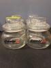 (4) COMBIVIR BRANDED GLASS APOTHECARY STORAGE JARS WITH LIDS