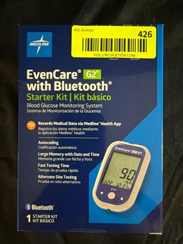 (4) MEDLINE EVENCARE G2 BLUETOOTH BLOOD GLUCOSE MONITORING SYSTEM STARTER KIT