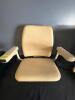 (1) BEIGE UPHOLSTERED OFFICE CHAIR WITH PADDED ARMRESTS