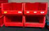 (4) RED PLASTIC STACKABLE STORAGE BINS