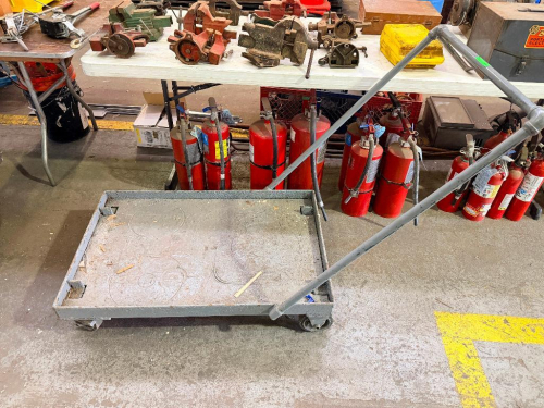 30" HEAVY DUTY METAL WAREHOUSE CART W/ WOODEN PLATFORM TOP.