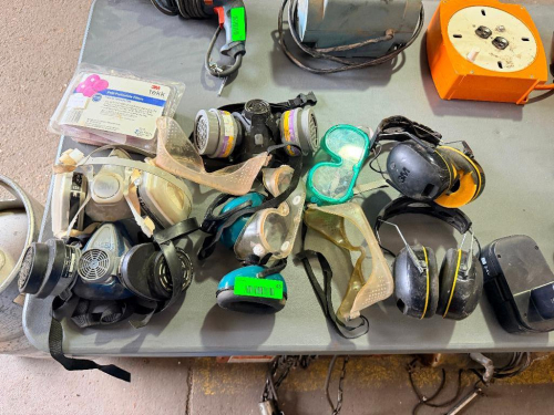 (1) LOT OF ASSORTED PPE, HEARING PROTECTION, AND MASKS.