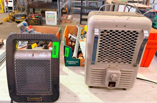 (2) SMALL DESK TOP HEATERS.