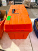ORANGE PLASTIC TOOL BOX W/ CONTENTS - ASSORTED PLUMBING SUPPLIES. - 3