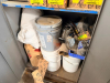 CONTENTS OF METAL STORAGE CABINET INCLUDING ASSORTED 3M XTRACT AND KLINGSPOR ABRASIVE DISCS, SANDING DISCS, SANDING SHEETS, ABRASIVE SUPPLIES, BUCKETS, BAGS, AND MISCELLANEOUS SHOP CONSUMABLES. INCLUDES MULTIPLE BOXES OF 5" AND 6" - 2