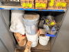 CONTENTS OF METAL STORAGE CABINET INCLUDING ASSORTED 3M XTRACT AND KLINGSPOR ABRASIVE DISCS, SANDING DISCS, SANDING SHEETS, ABRASIVE SUPPLIES, BUCKETS, BAGS, AND MISCELLANEOUS SHOP CONSUMABLES. INCLUDES MULTIPLE BOXES OF 5" AND 6" - 5