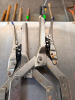 (2) LONG-REACH LOCKING CLAMPS WITH METAL FRAMES, ADJUSTABLE SPINDLES, SWIVEL PADS, AND TOGGLE-STYLE LOCKING HANDLES. - 2