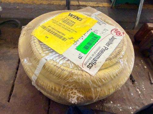 (2) COILS OF YELLOW REINFORCED AIR HOSE WITH EPDM CONSTRUCTION, RATED FOR 300 PSI WORKING PRESSURE.