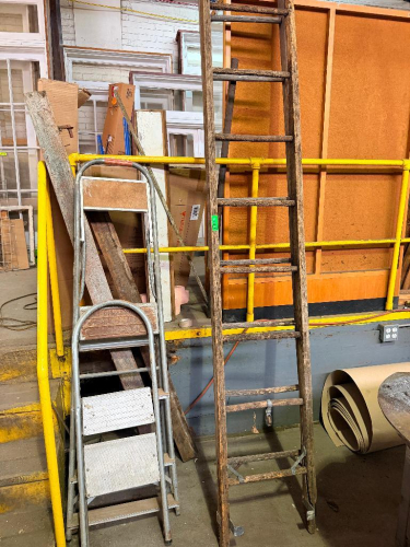 (3) ASSORTED LADDERS AND STEP LADDERS.