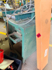 INDUSTRIAL PNEUMATIC FRAME ASSEMBLY / CLAMPING MACHINE WITH DUAL HORIZONTAL PRESSURE ROLLERS, ADJUSTABLE UPPER CLAMPING FRAME, PNEUMATIC COMPONENTS, HEAVY STEEL CABINET BASE, AND START/STOP CONTROLS. - 4