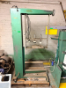 INDUSTRIAL PNEUMATIC PRESS / LIFT ASSEMBLY WITH HEAVY STEEL FRAME, VERTICALLY ADJUSTABLE CROSSHEAD, MULTIPLE AIR CYLINDERS, PNEUMATIC HOSES, HANDWHEEL ADJUSTMENT AND LOWER WORK PLATFORM.