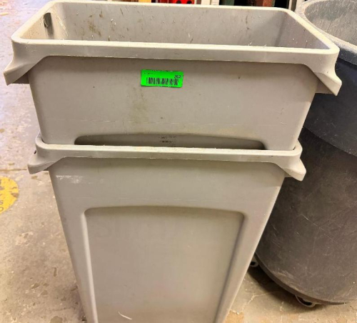 (2) 20 GALLON BAR SIDE TRASH CANS