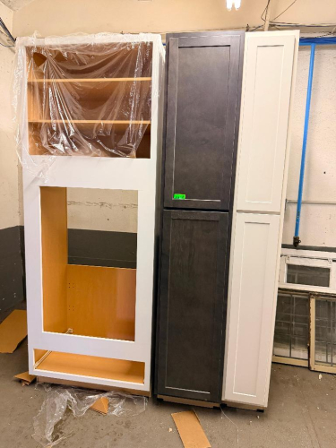 (3) ASSORTED NON MATCHING KITCHEN CABINET SECTIONS.