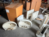 (1) LOT OF ASSORTED BATHROOM FIXTURES, SINKS, AND PEDESTALS. - 2