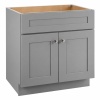 30" KOUNTRY WOOD GEORGETOWN VANITY SINK BASE CABINET WITH SLATE FINISH, FULL-WIDTH FALSE DRAWER FRONT, AND DOUBLE CABINET DOORS.