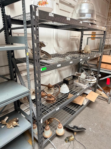 72" GLADIATOR FOUR TIER METAL RACK W/ WIRE DECKING.