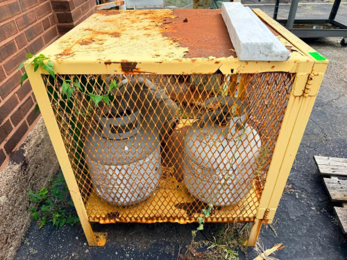 48" X 48" PROPANE TANK CAGE W/ (3) TANKS.