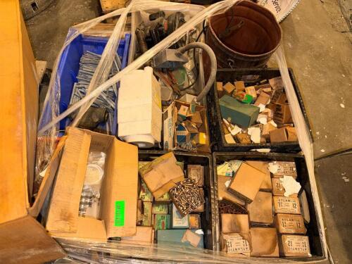 (1) PALLET OF ASSORTED HARDWARE AND FASTENERS .